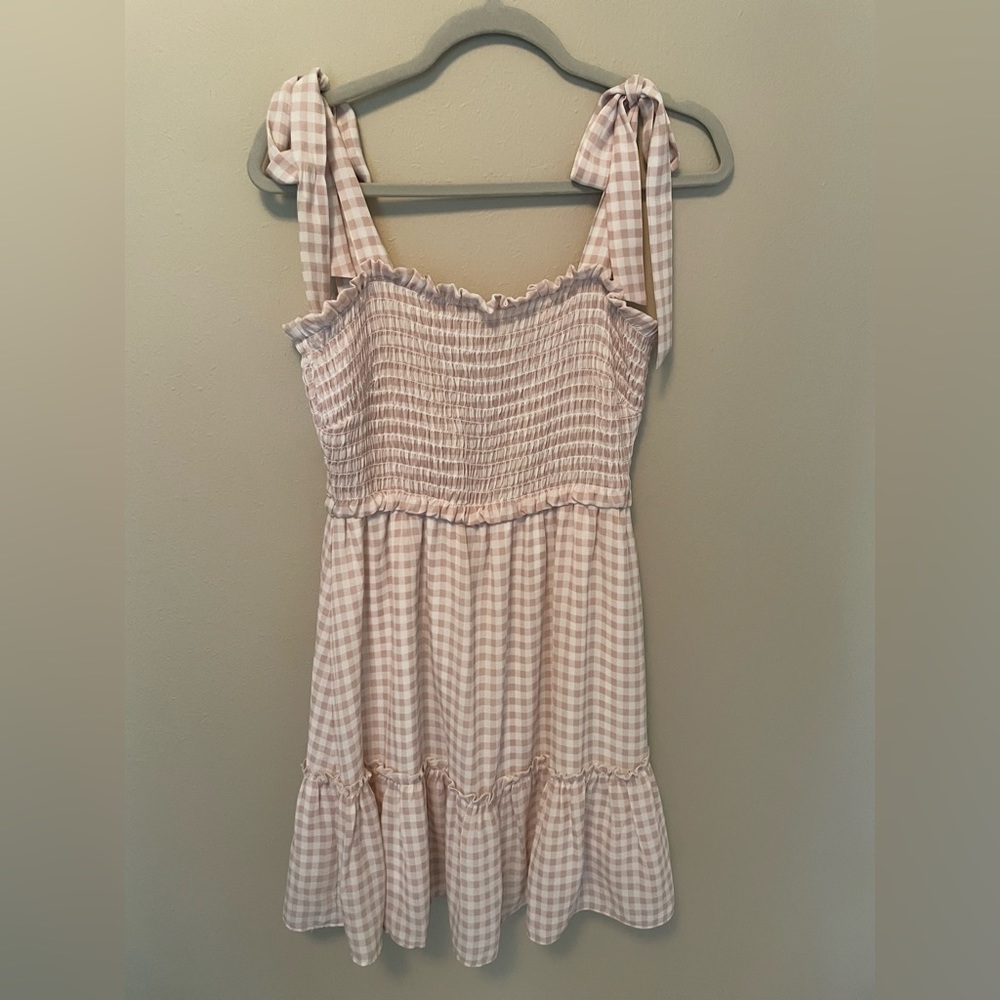 Altard state chiffon tie strap mini dress - gingham